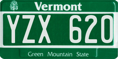 VT license plate YZX620