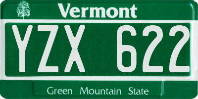 VT license plate YZX622