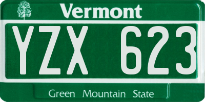 VT license plate YZX623