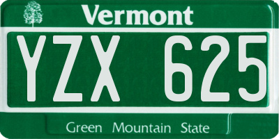 VT license plate YZX625