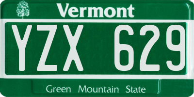 VT license plate YZX629