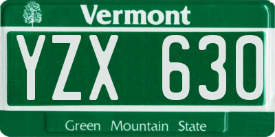 VT license plate YZX630