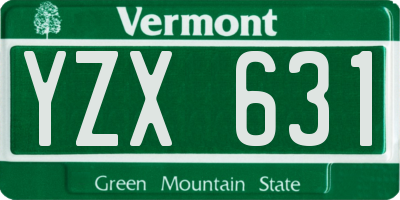 VT license plate YZX631