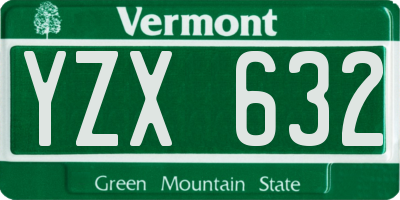 VT license plate YZX632
