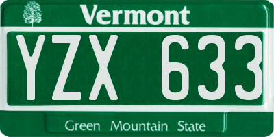 VT license plate YZX633
