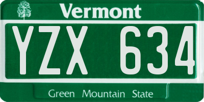 VT license plate YZX634