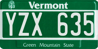 VT license plate YZX635