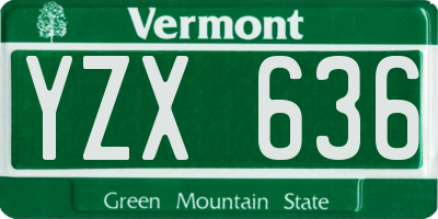 VT license plate YZX636