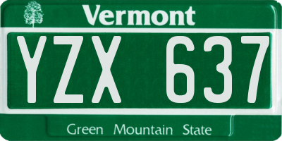 VT license plate YZX637
