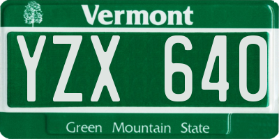 VT license plate YZX640