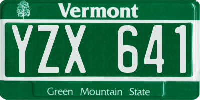 VT license plate YZX641