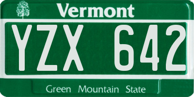 VT license plate YZX642