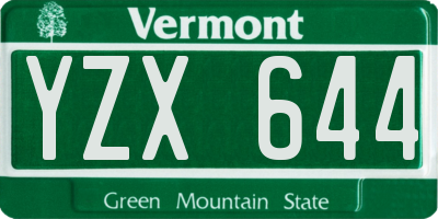 VT license plate YZX644