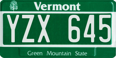 VT license plate YZX645