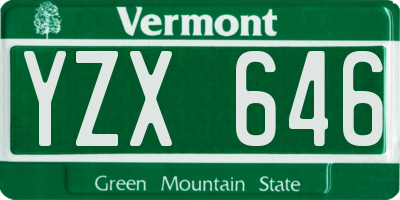 VT license plate YZX646