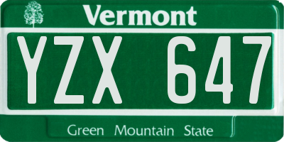 VT license plate YZX647