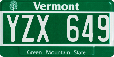VT license plate YZX649