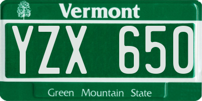 VT license plate YZX650