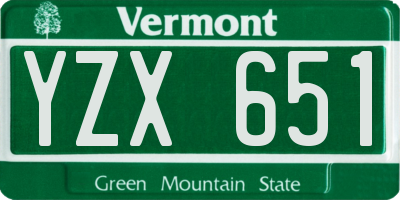 VT license plate YZX651