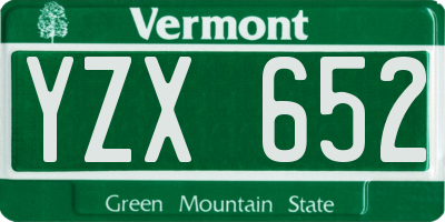 VT license plate YZX652