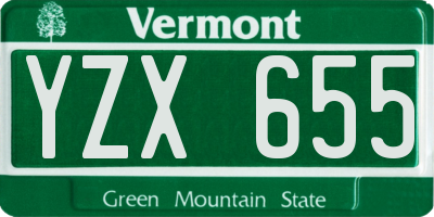 VT license plate YZX655