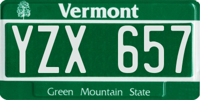 VT license plate YZX657