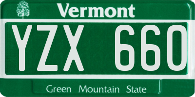 VT license plate YZX660