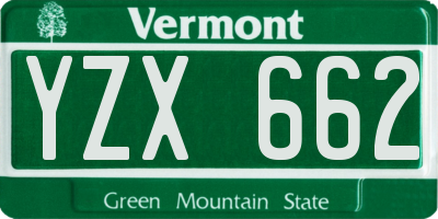 VT license plate YZX662