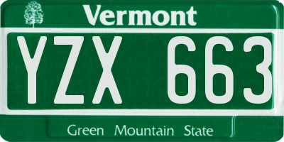 VT license plate YZX663