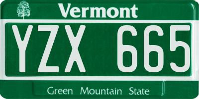 VT license plate YZX665
