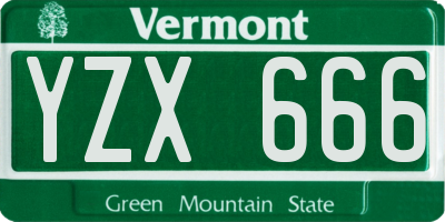 VT license plate YZX666