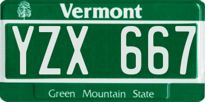 VT license plate YZX667