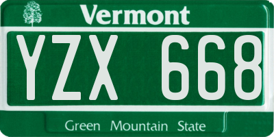 VT license plate YZX668