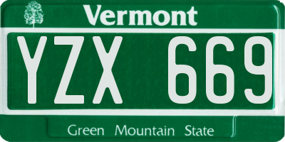 VT license plate YZX669