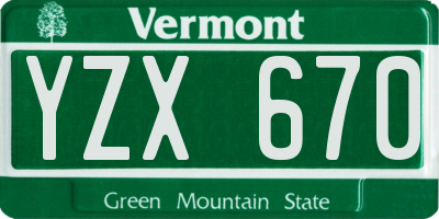 VT license plate YZX670