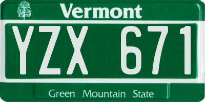 VT license plate YZX671