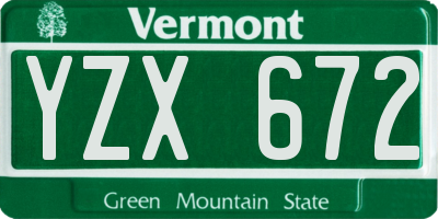 VT license plate YZX672
