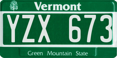 VT license plate YZX673