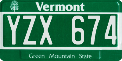 VT license plate YZX674