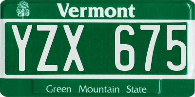 VT license plate YZX675