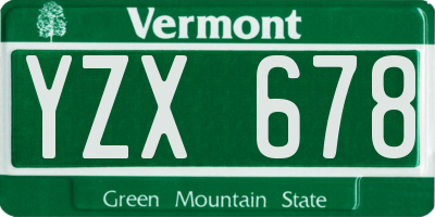 VT license plate YZX678