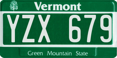 VT license plate YZX679