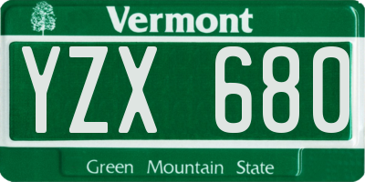 VT license plate YZX680