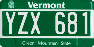 VT license plate YZX681