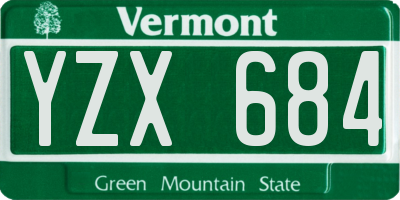 VT license plate YZX684