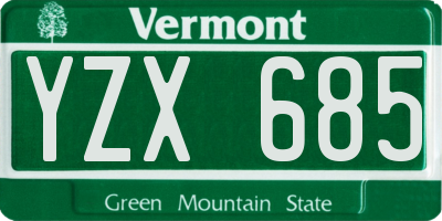 VT license plate YZX685
