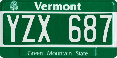 VT license plate YZX687