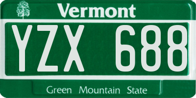 VT license plate YZX688