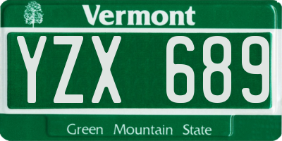 VT license plate YZX689
