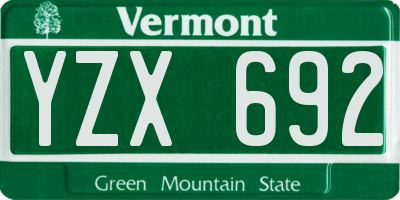 VT license plate YZX692